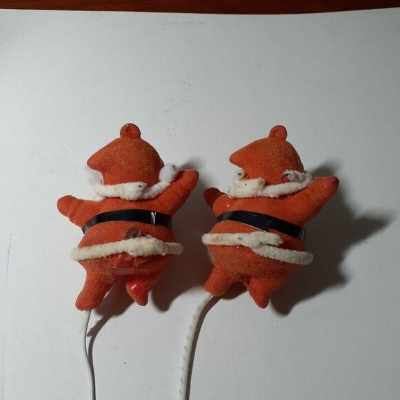 Vintage Lot of 2 Flocked Santa Floral Picks Faded Crafting Supply - Picture 7 of 12